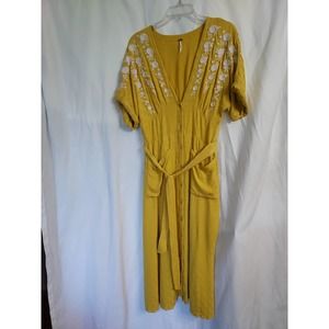 Free People Yellow and White Maxi Dress